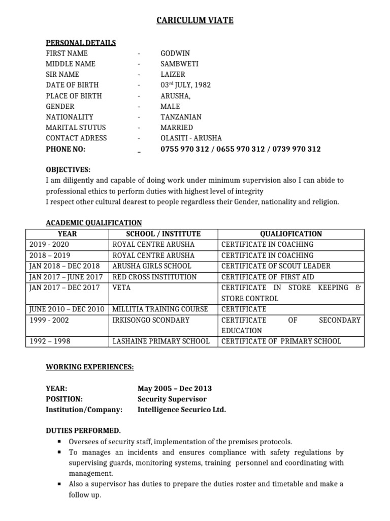 Godwin Laizer's Professional CV | PDF