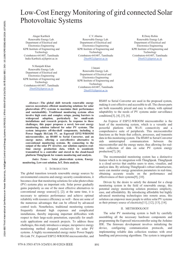 Low-Cost Energy Monitoring of Gird Connected Solar Photovoltaic Systems ...