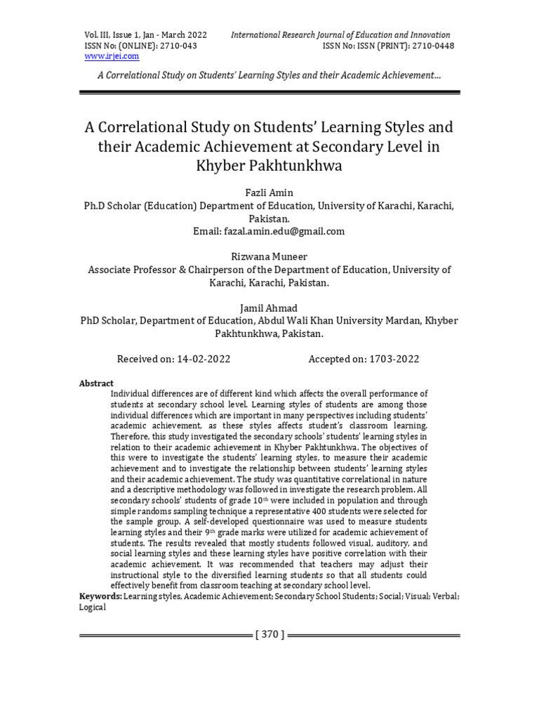 Learning Styles and Academic Success | PDF | Learning Styles ...