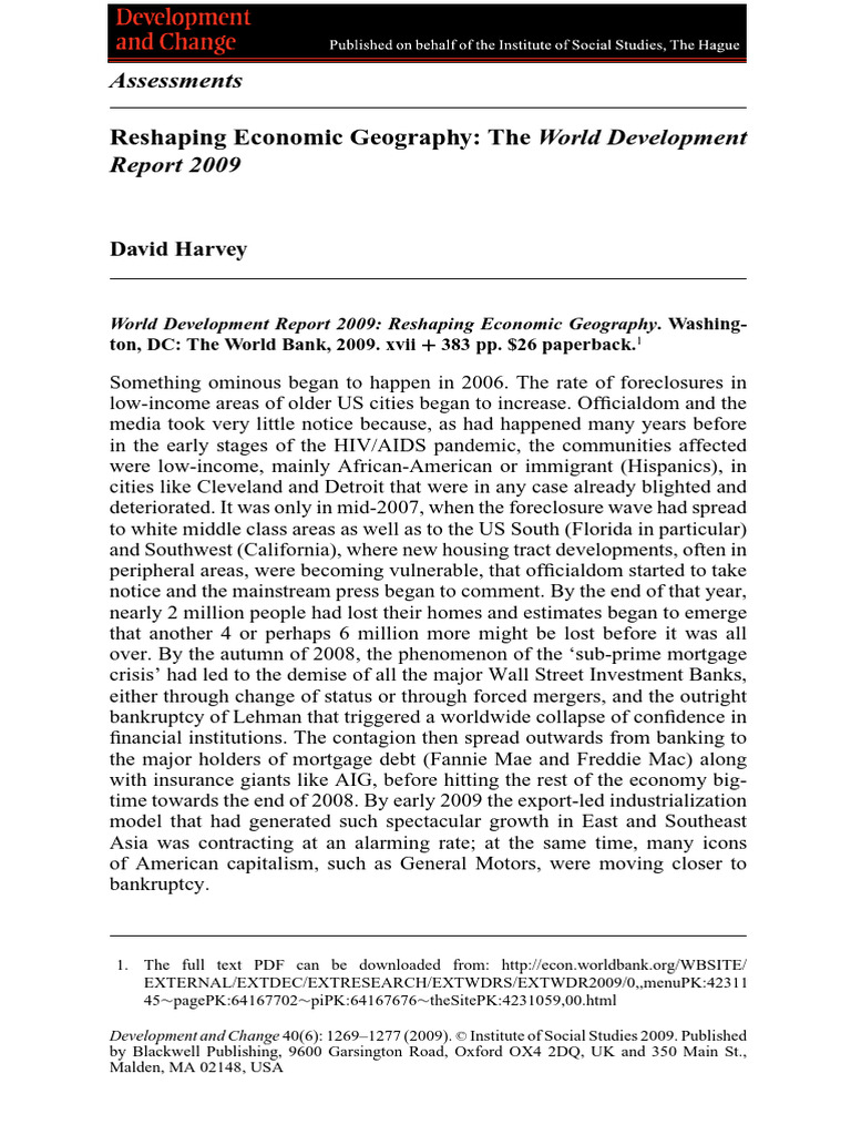Economic Geography and Urban Crisis Analysis | PDF | Economic ...