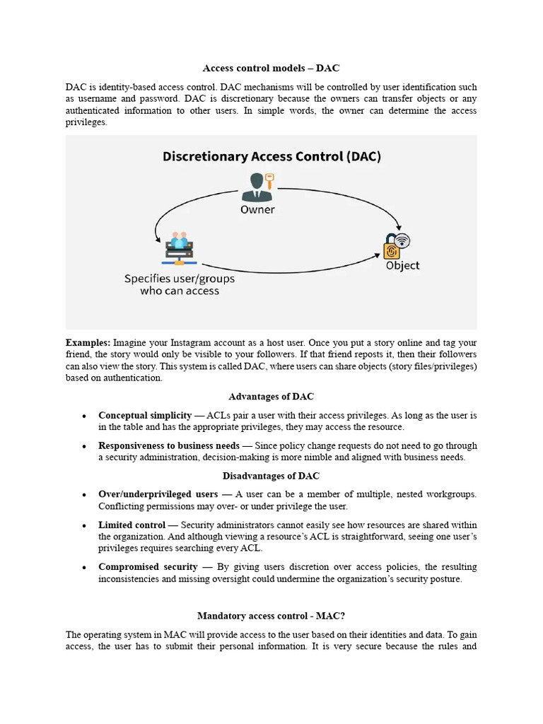 Access Control Models: DAC, MAC, RBAC Explained | PDF | Computer Access ...
