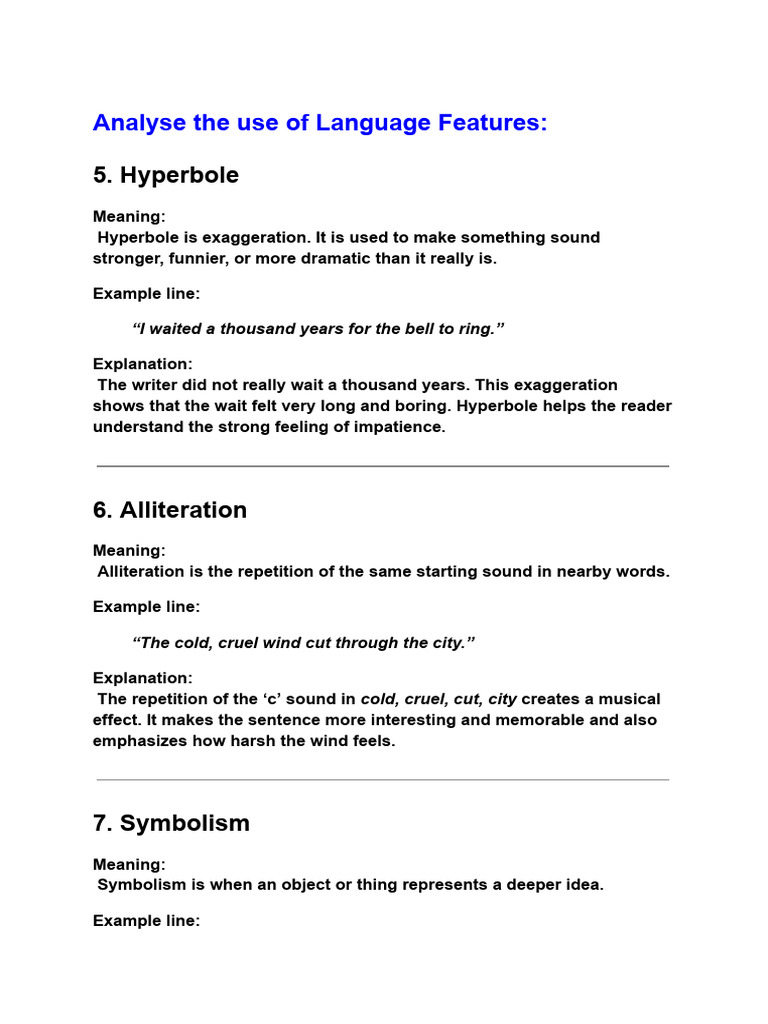 Language Features in Writing Explained | PDF