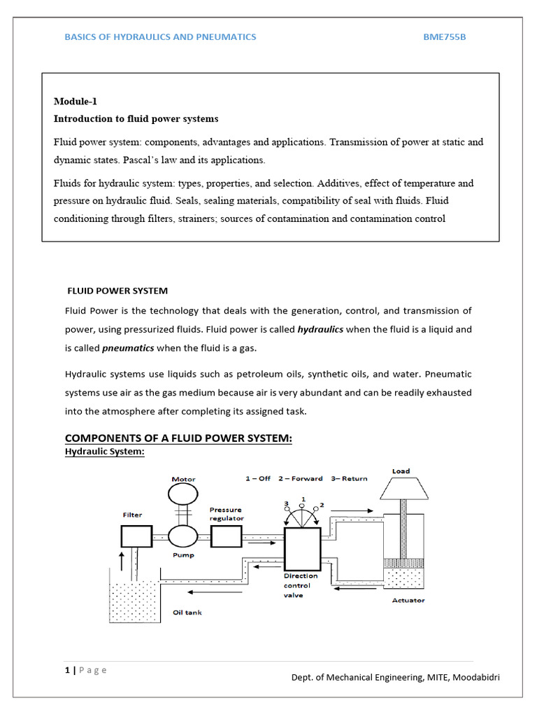 Fluid Power Systems: Hydraulics & Pneumatics | PDF | Filtration | Pump