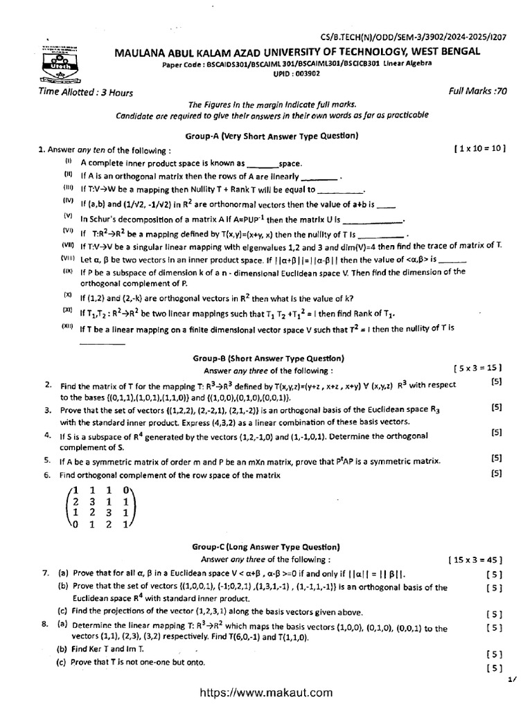 Linear Algebra (2025) | PDF