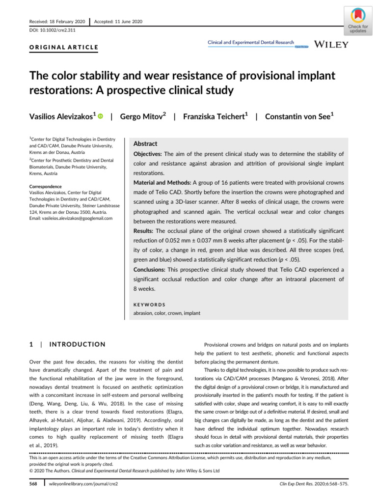 Color Stability of Provisional Implants | PDF | Dental Implant | Mouth