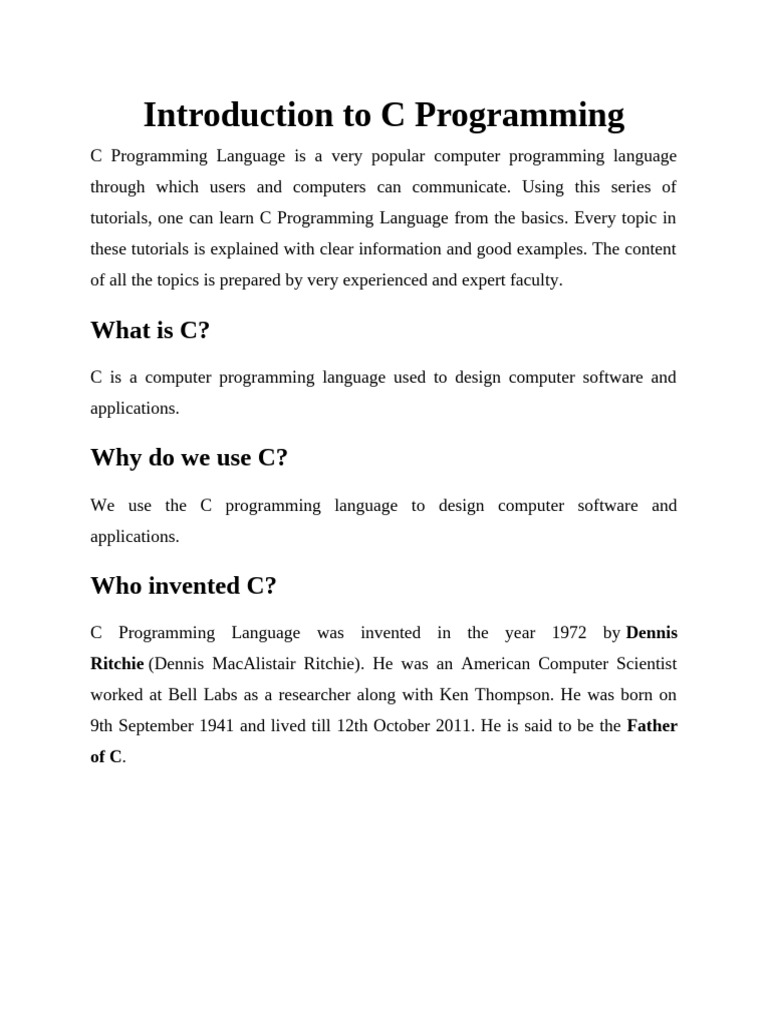 Beginner's Guide to C Programming | PDF | Computer Hardware | Input/Output
