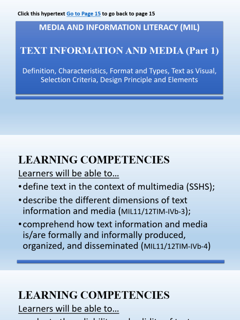 Chapter 3 Text Literacy in Mil and Design Elements | PDF | Hyperlink ...