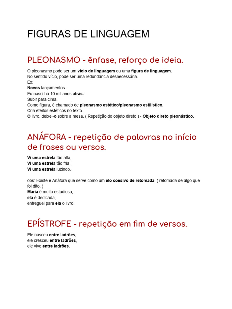 Figuras de Linguagem: Definições e Exemplos | PDF | Metáfora | Amor