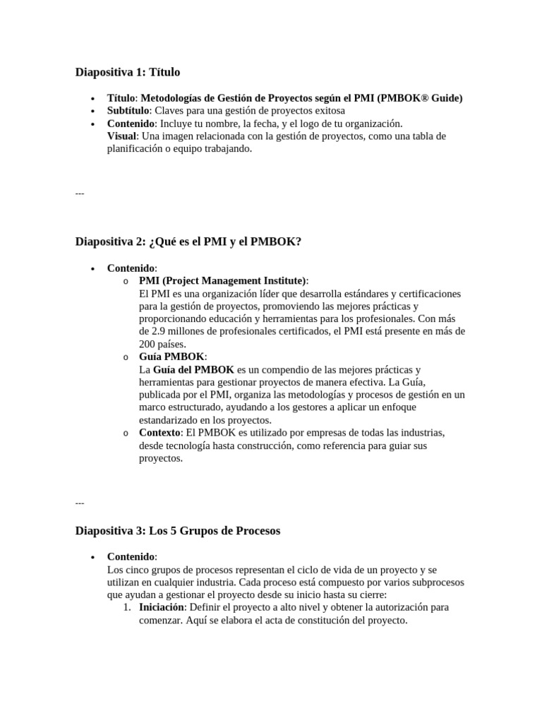 Presentación PMI BOOK | PDF | Gestión de proyectos | Indicador de ...