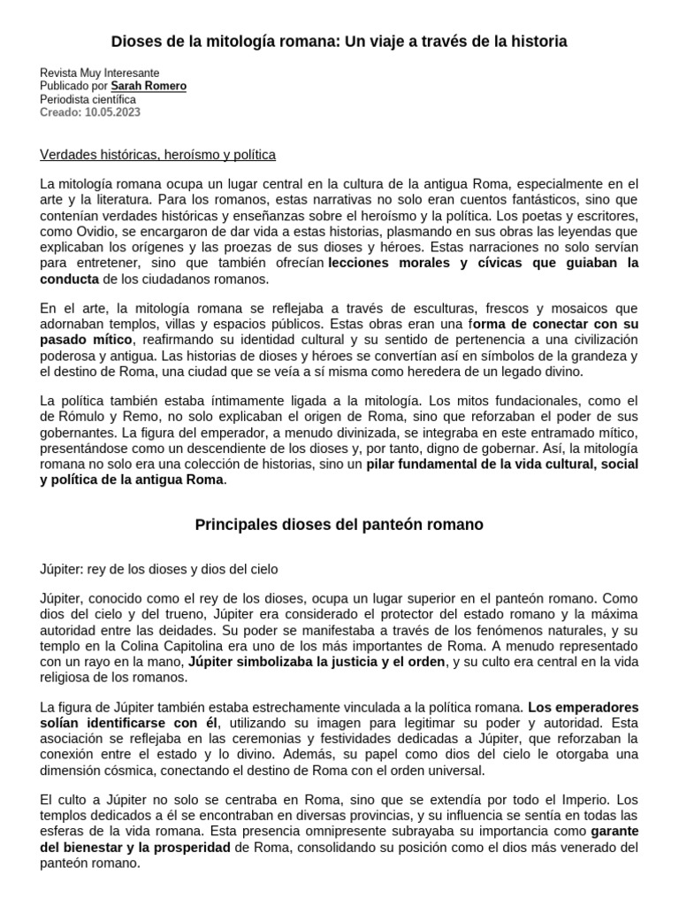 Dioses Romanos: Historia y Culto | PDF | imperio Romano | Apolo