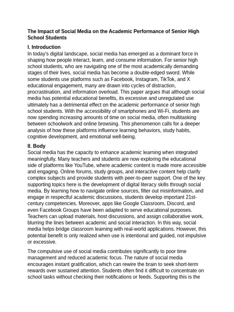 Social Media Impact On Academic Performance | PDF | Social Media ...