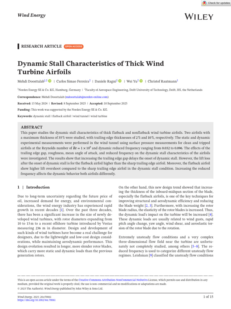 Dynamic Stall in Wind Turbine Airfoils | PDF | Airfoil | Lift (Force)