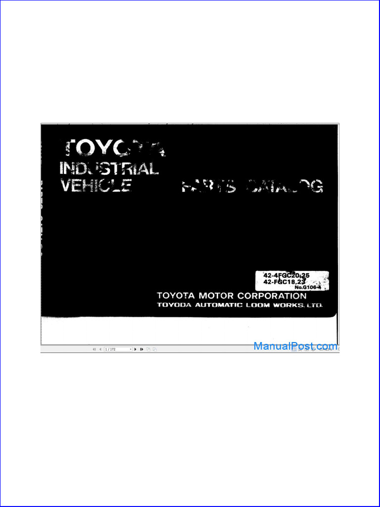 Toyota Forklift 42 4fgc20!42!4fgc25 42 Fgc18 42 Fgc23 Parts Catalog | PDF