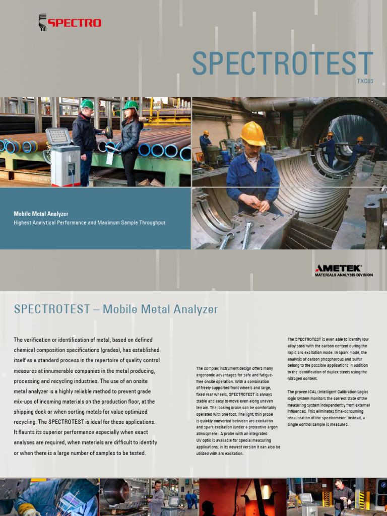 SPECTROTEST Mobile Metal Analyzer Overview | PDF | Metals | Steel