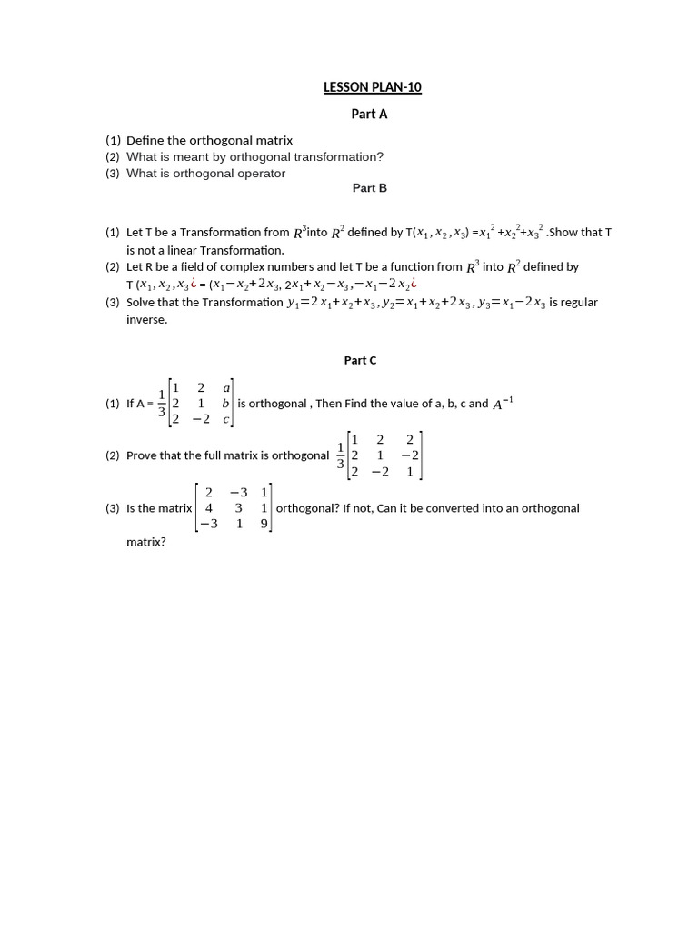 Orthogonal Matrices and Transformations | PDF