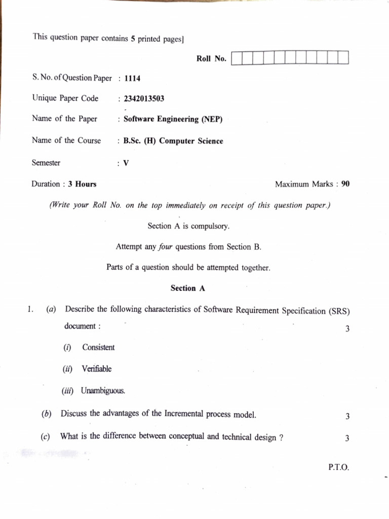 Se Question Paper 2024 | PDF | Software | Computing