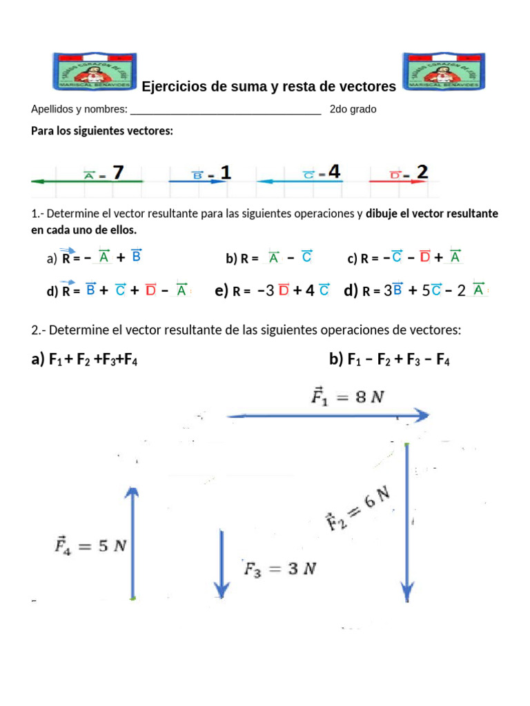 Ejercicios de Suma y Resta de Vectores | PDF