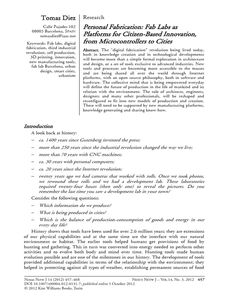 Fab Labs and Citizen Innovation in Cities | PDF | City | Internet