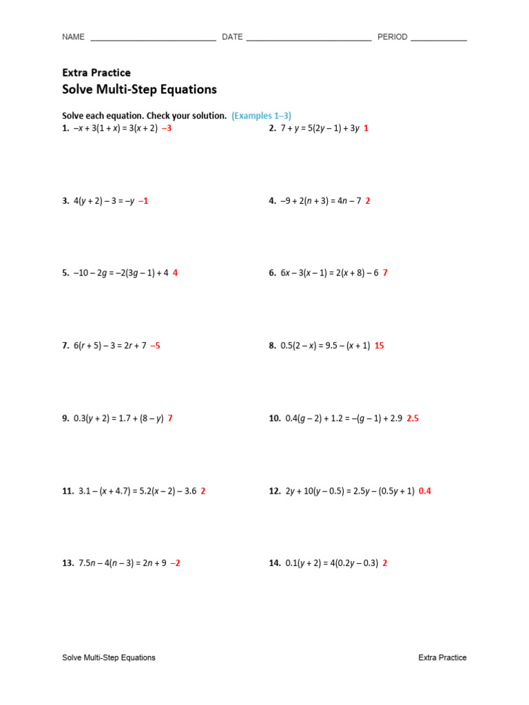 ANSWERS Lesson 3-3 · Extra Practice | PDF
