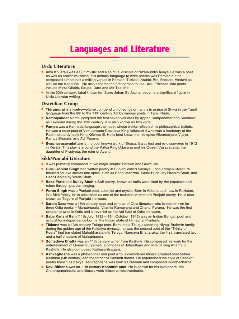 Overview of Indian Literary Figures | PDF