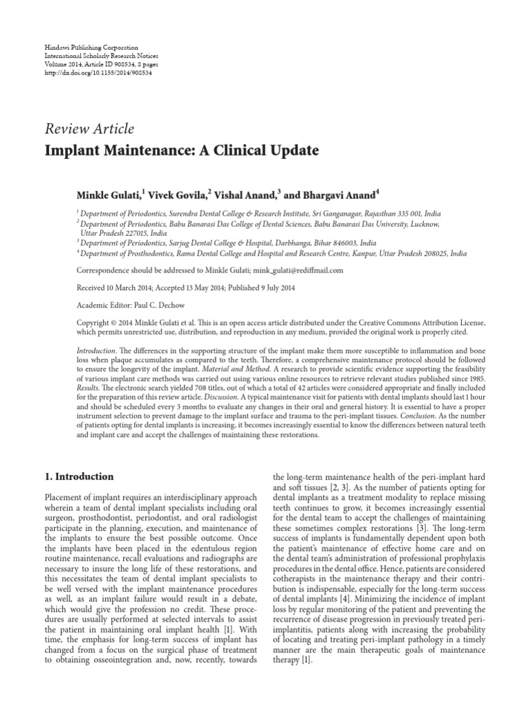Dental Implant Maintenance Guide | PDF