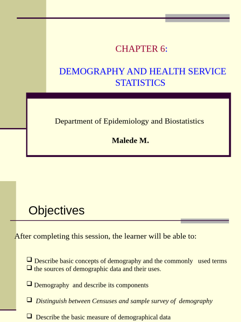 Demography and Health Service Statistics | PDF | Demography | Census