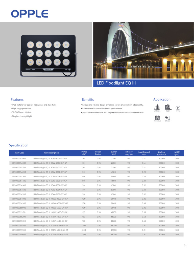 LED Floodlight EQ III Specifications | PDF | Alternating Current ...