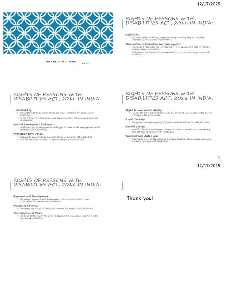 Rights of Persons with Disabilities Act 2016 | PDF | Disability ...