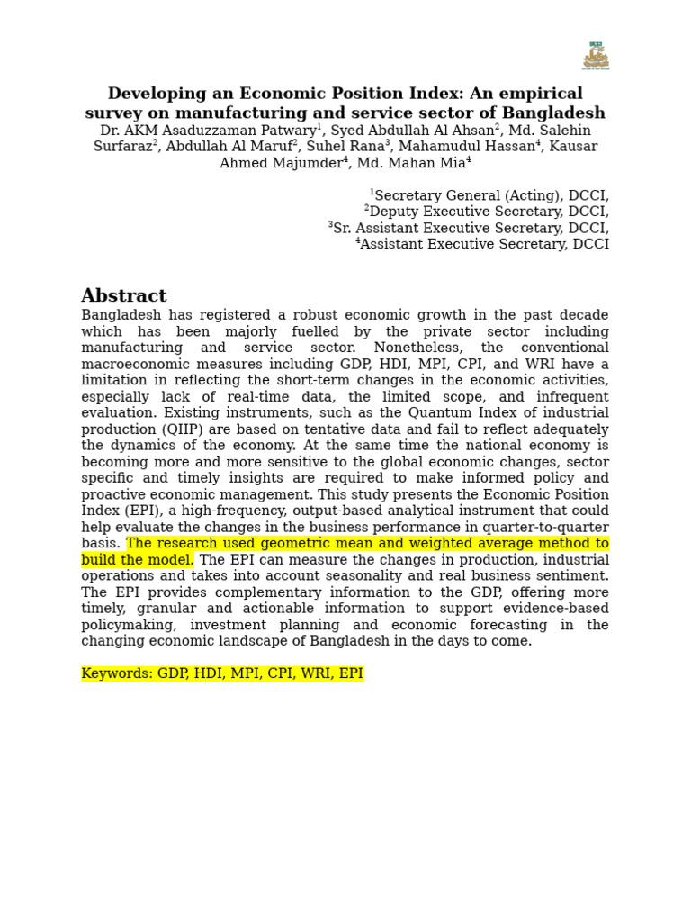 Draft Economic Position Index Report V18 | PDF | Gross Domestic Product ...