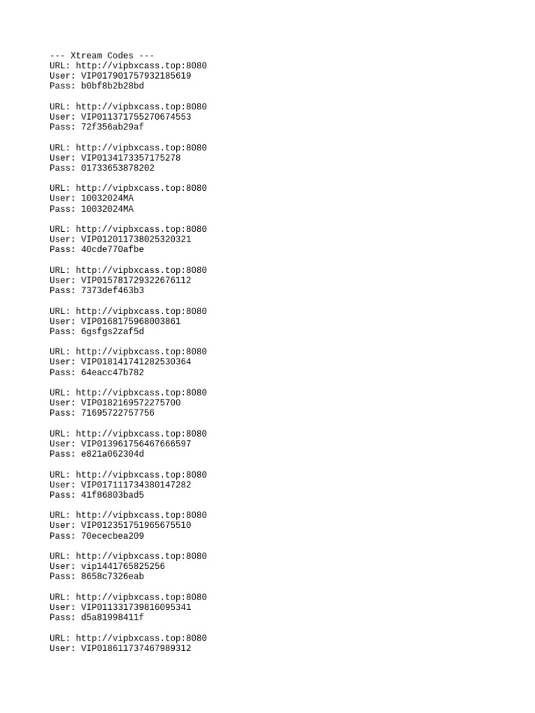 Xtream Codes Access Credentials | PDF | Internet | World Wide Web