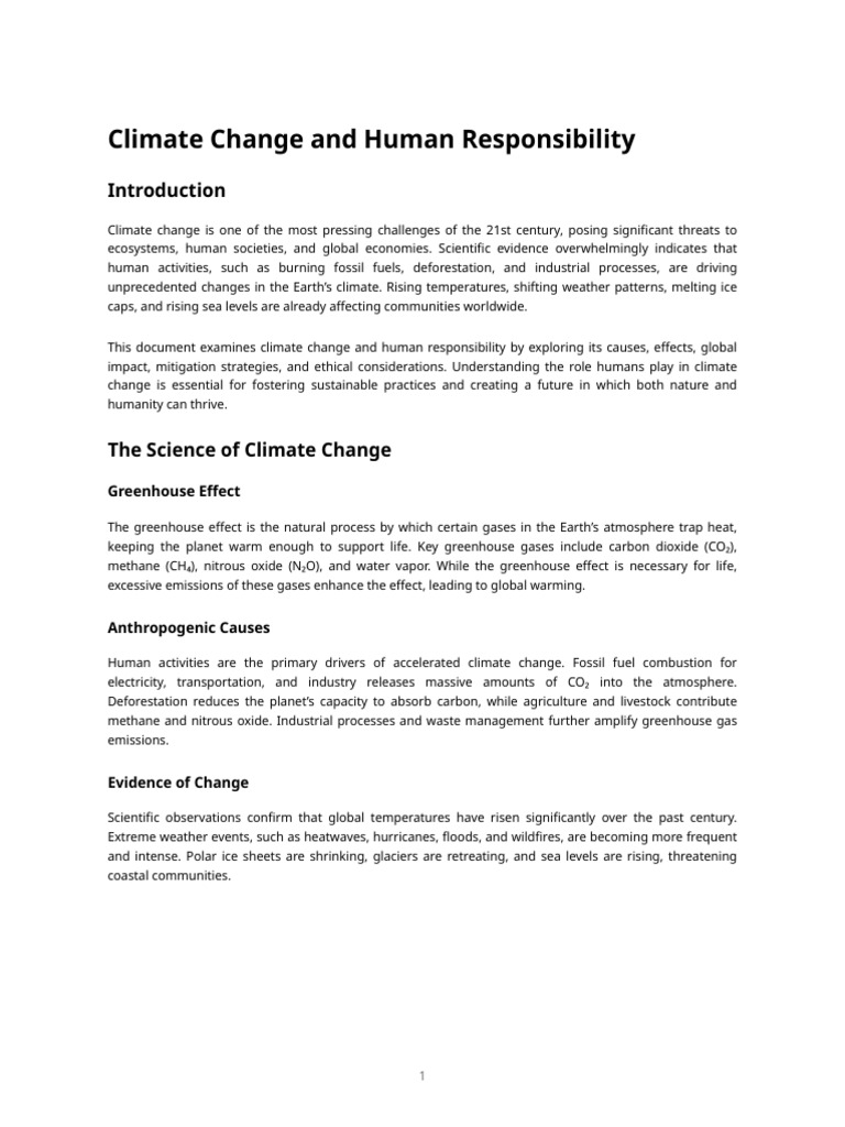Document 3 - Climate Change and Human Responsibility | PDF | Climate ...