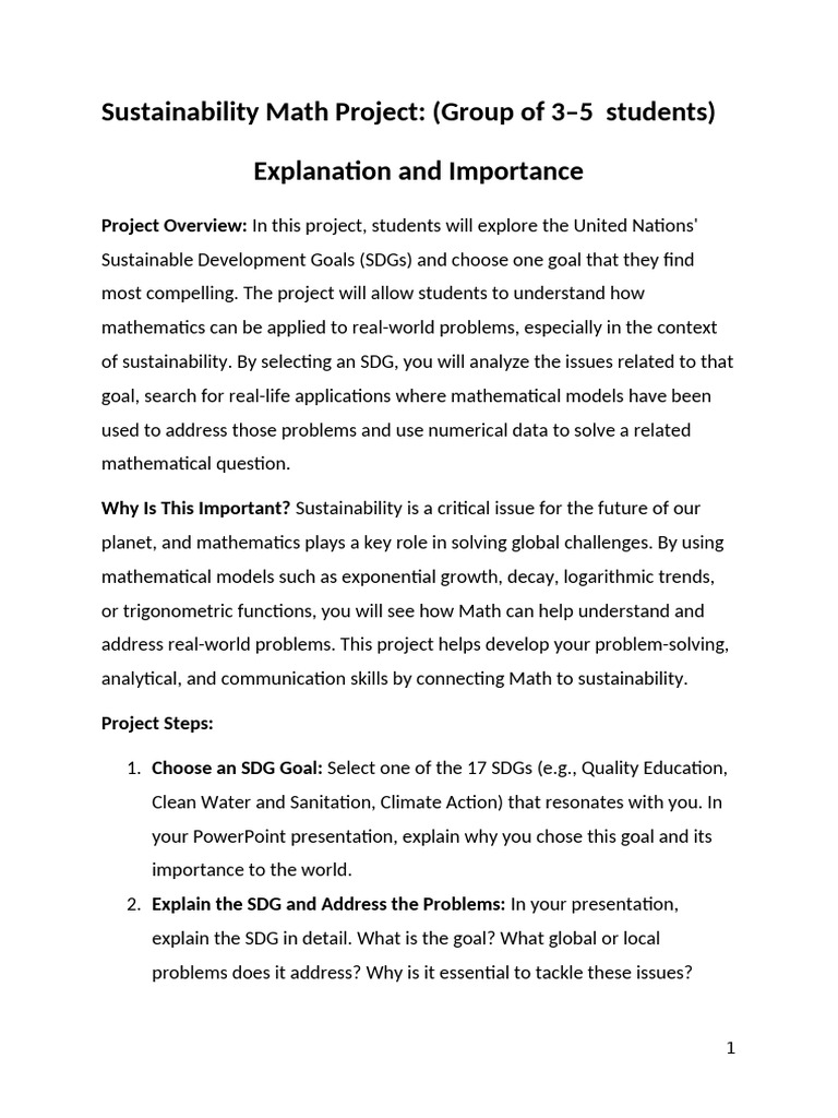 Sustainability Math Project Overview | PDF | Mathematics | Sustainability