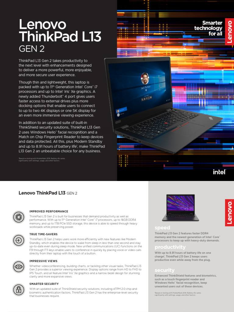 Lenovo ThinkPad L13 Gen 2 Overview | PDF | Laptop | Windows 10