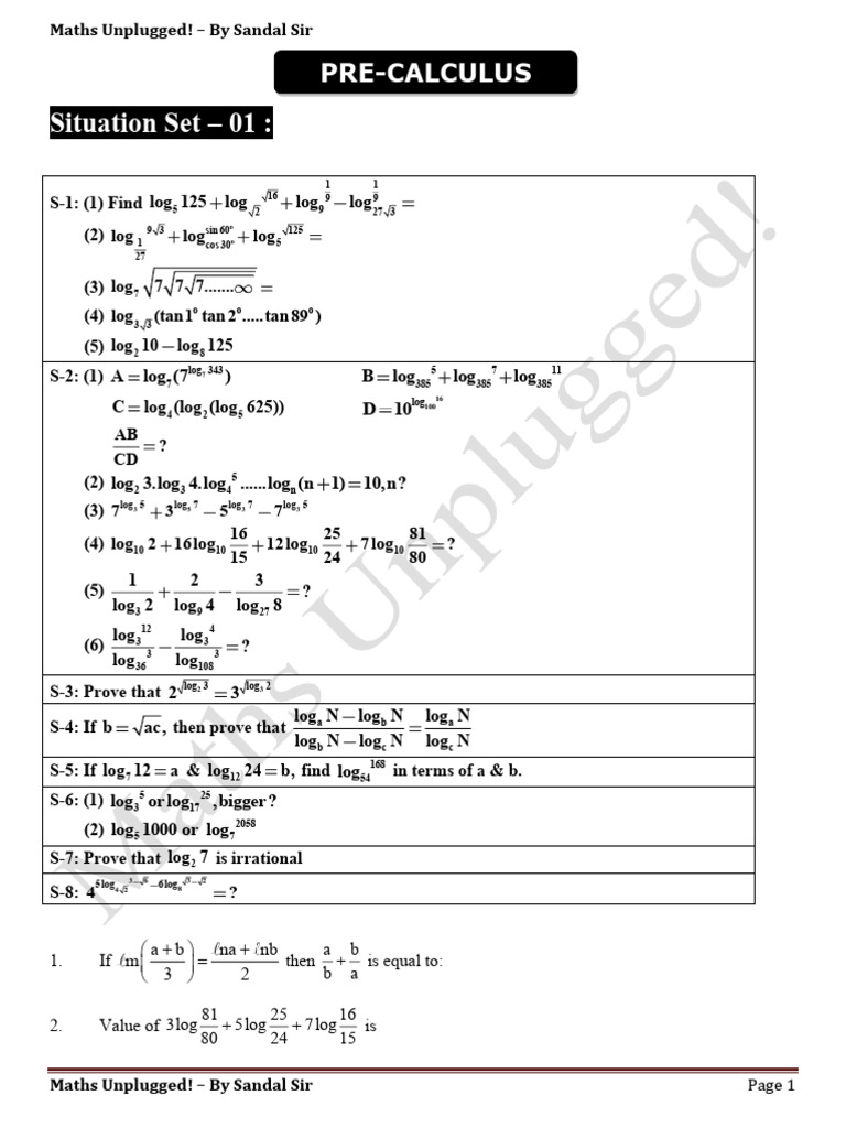 Advanced Logarithm and Trigonometry Problems | PDF | Logarithm | Numbers