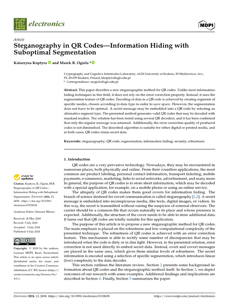 Steganography_in_QR_Codes-Information_Hiding_with_ | PDF | Qr Code | Bit