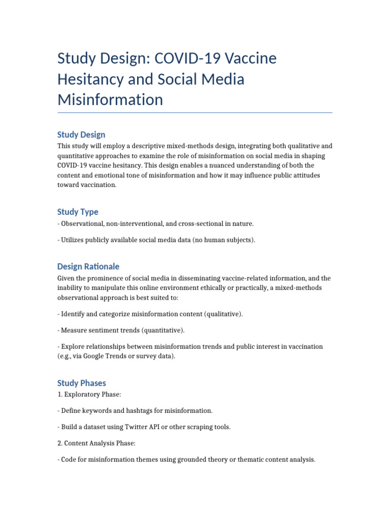 Vaccine Hesitancy Study Design | PDF