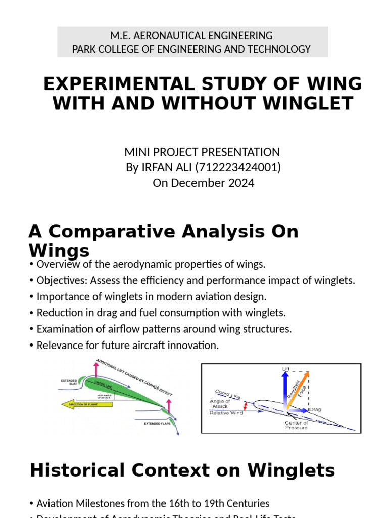 Experimental Study of Wing With and Without Winglet | PDF | Lift (Force ...