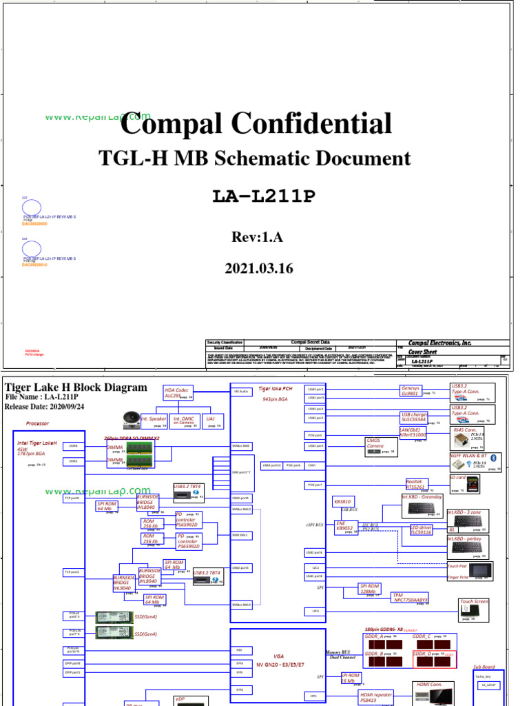 Compal LA-L211P TGL-H Schematic Document | PDF | Computer Engineering ...