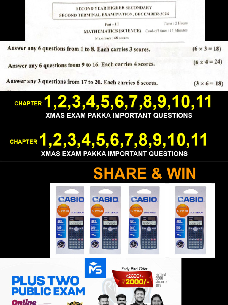 +2 60 Marks Prediction | PDF | Algebra | Equations