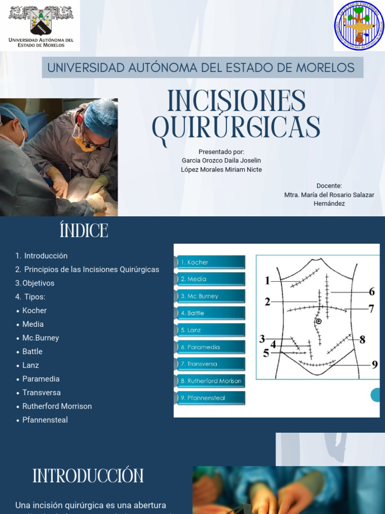 Tipos y Principios de Incisiones Quirúrgicas | PDF | Abdomen | Cirugía