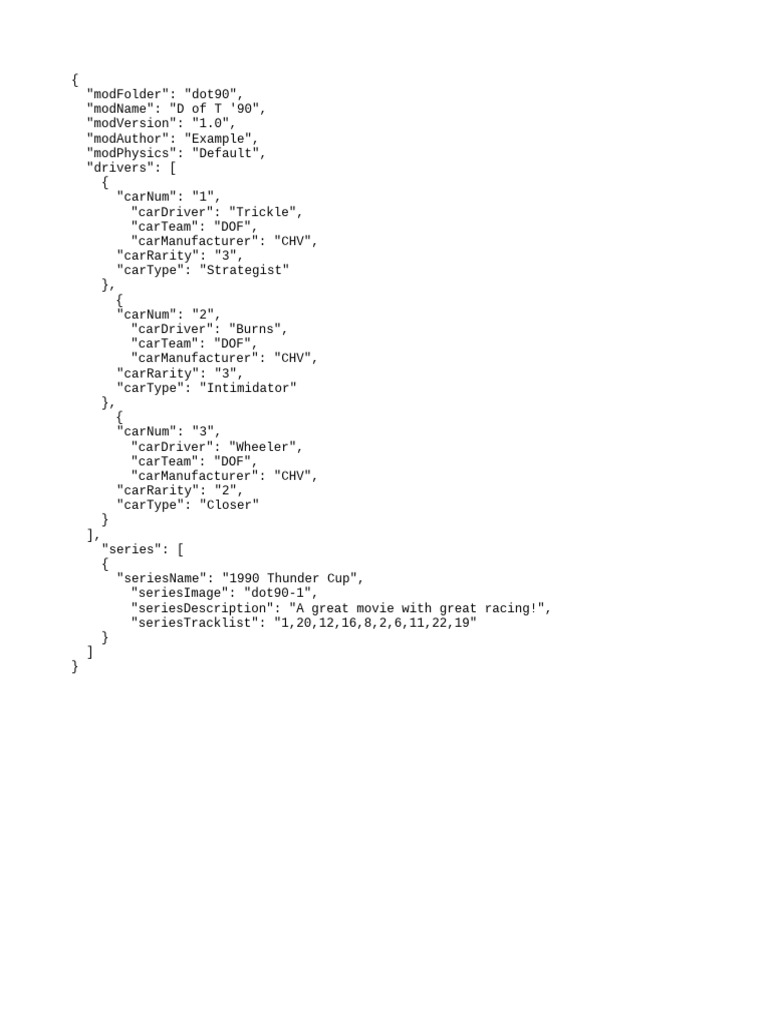 D of T '90 Mod for 1990 Thunder Cup | PDF