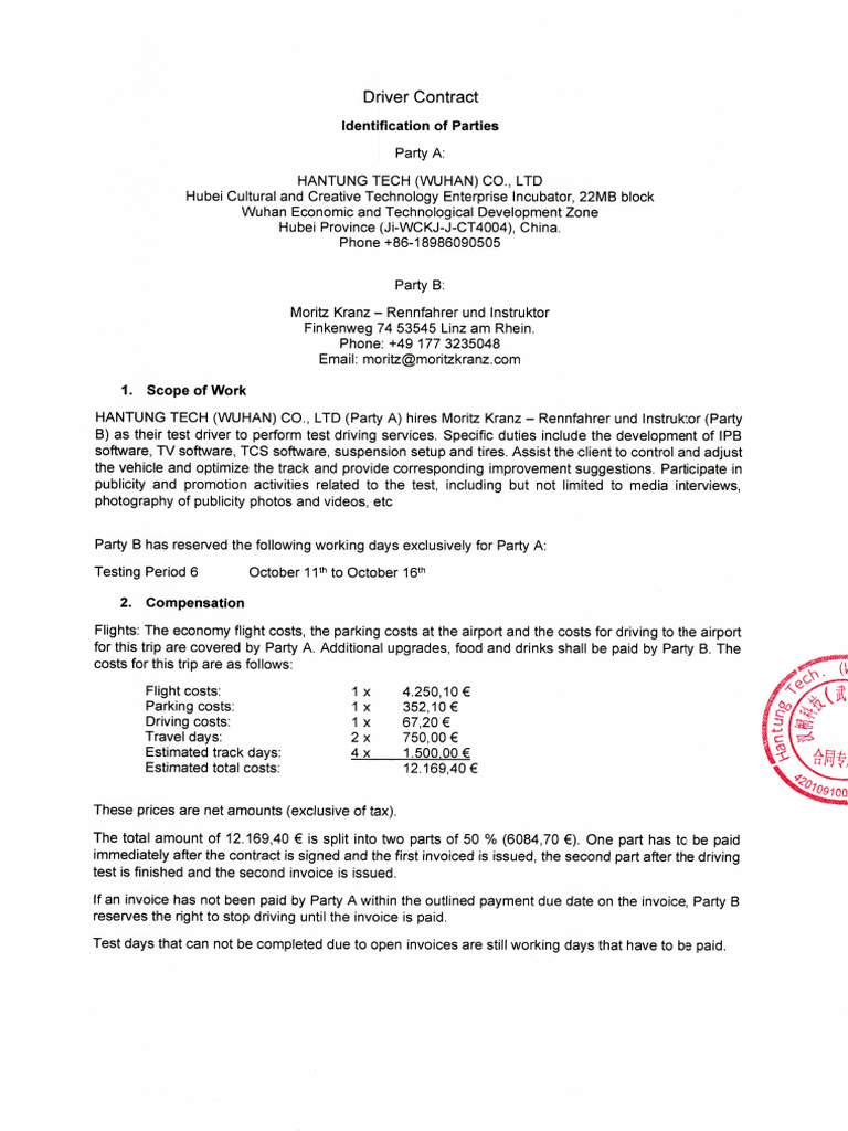 October China Tour Contract | PDF