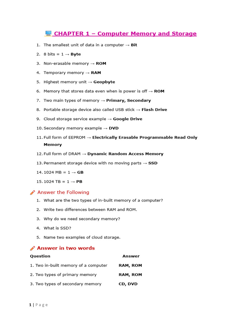 Computer Memory and Windows Basics Guide | PDF | Random Access Memory ...