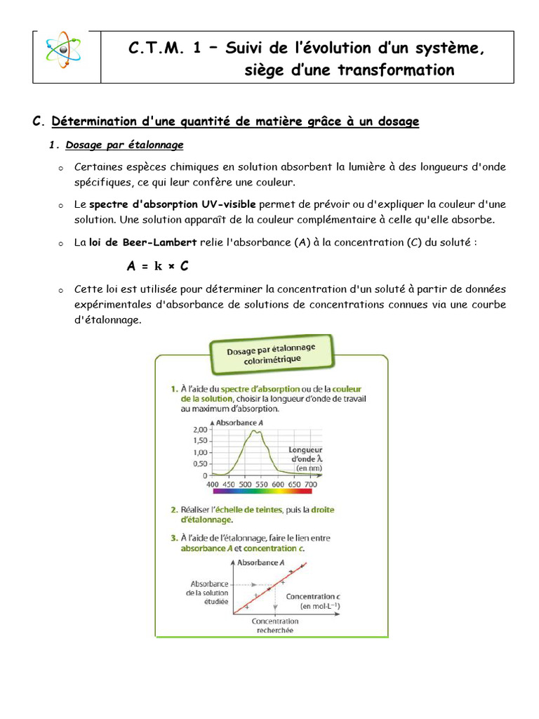 Dosage chimique : étalonnage et titrage | PDF