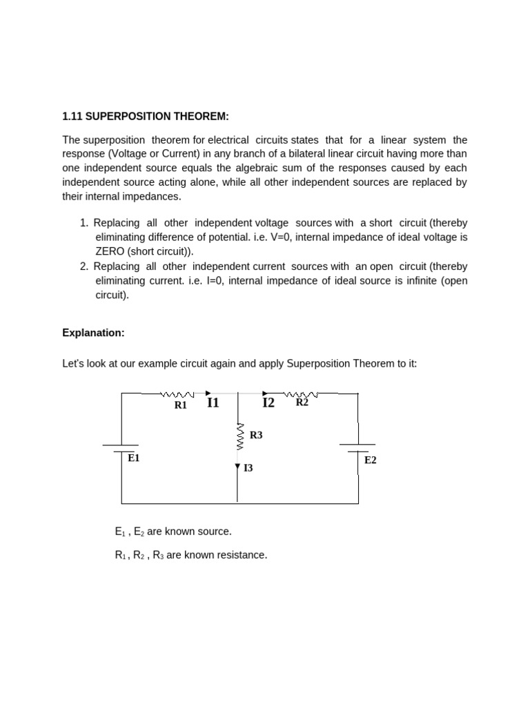 Superposition Theorem in Electrical Circuits | PDF | Electrical ...
