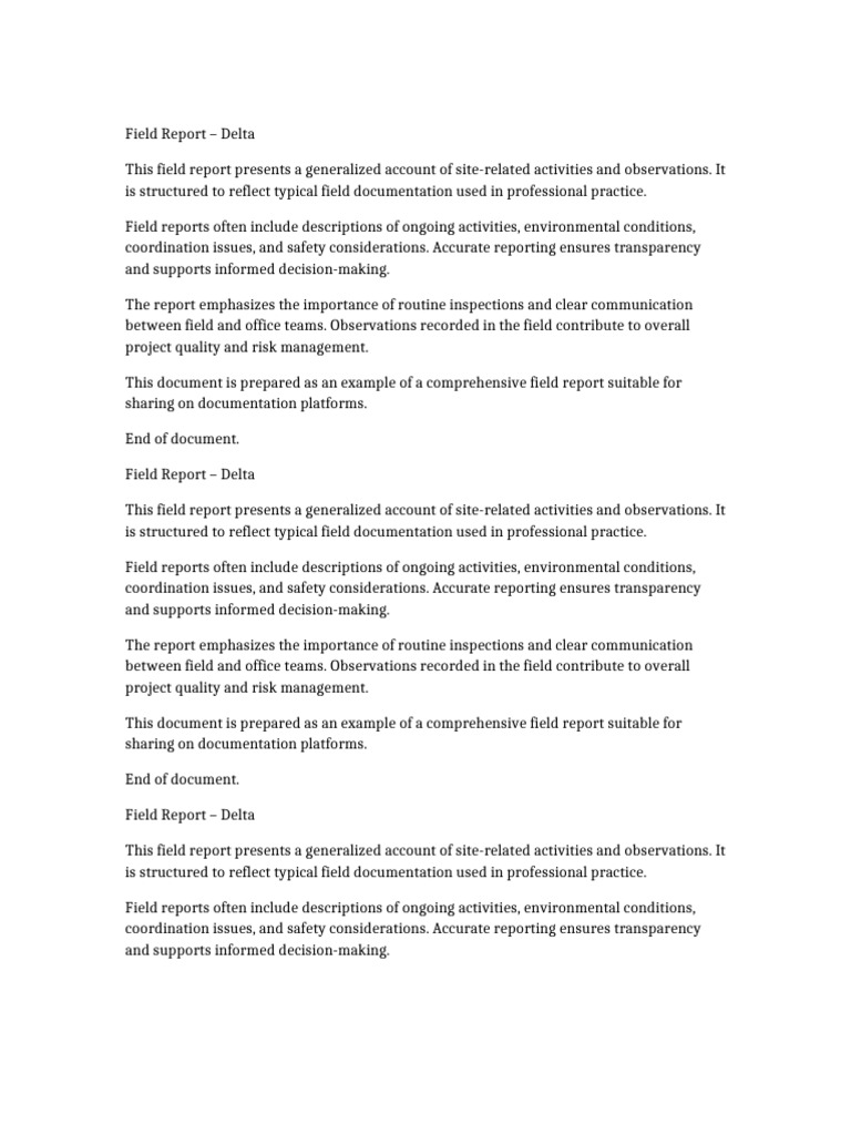 Delta Field Report Overview | PDF | Risk Management | Risk
