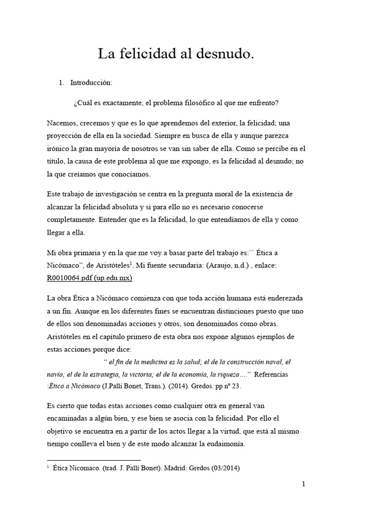 La búsqueda de la felicidad según Aristóteles | PDF | Virtud | Felicidad