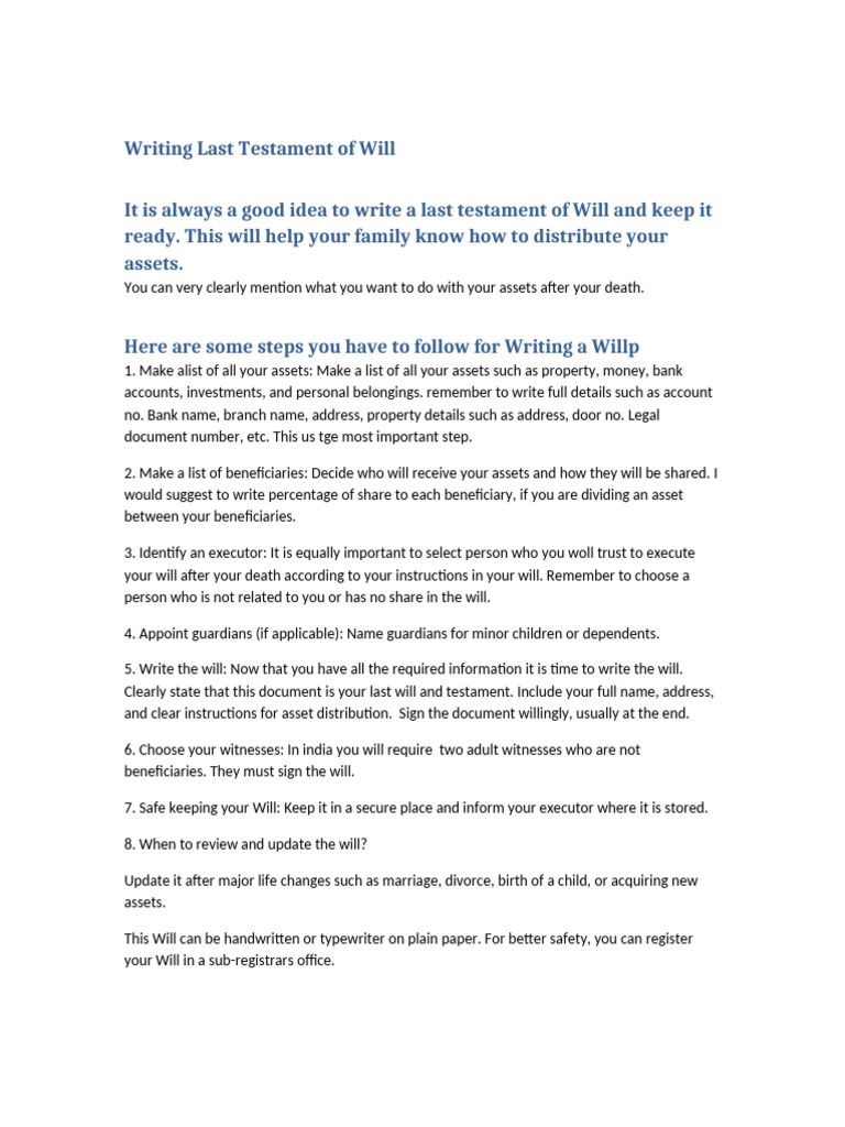 How to Write a Last Will and Testament | PDF