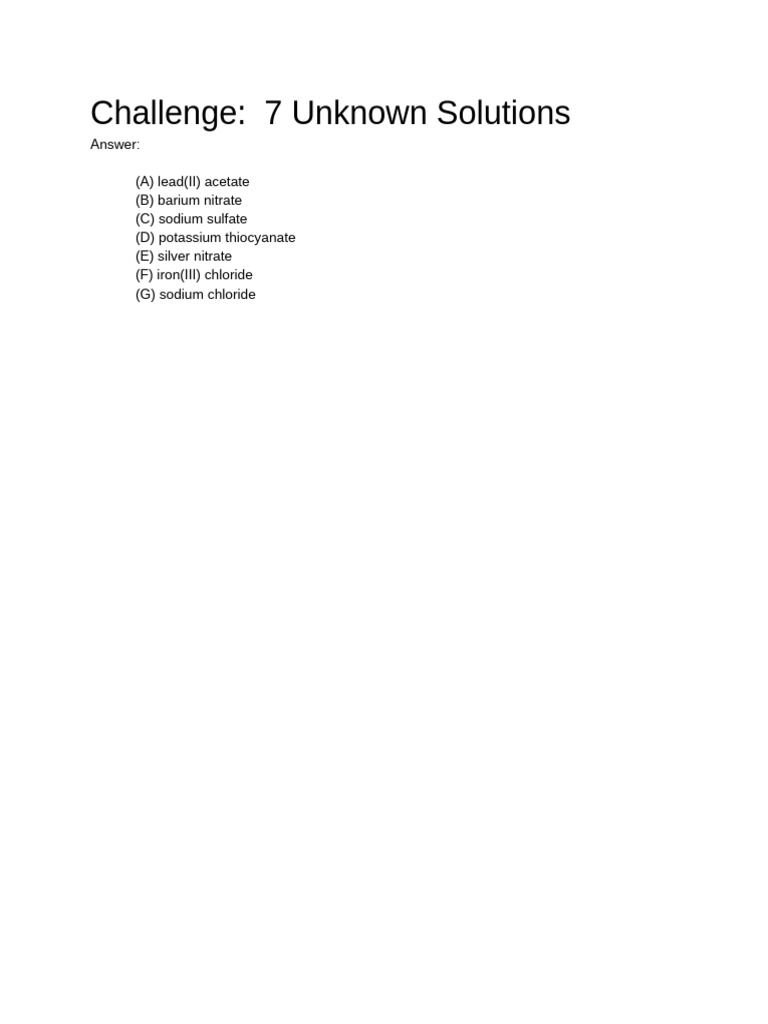 (ANSWERS) Challenge_ 7 Unknown Solutions (Answer) | PDF