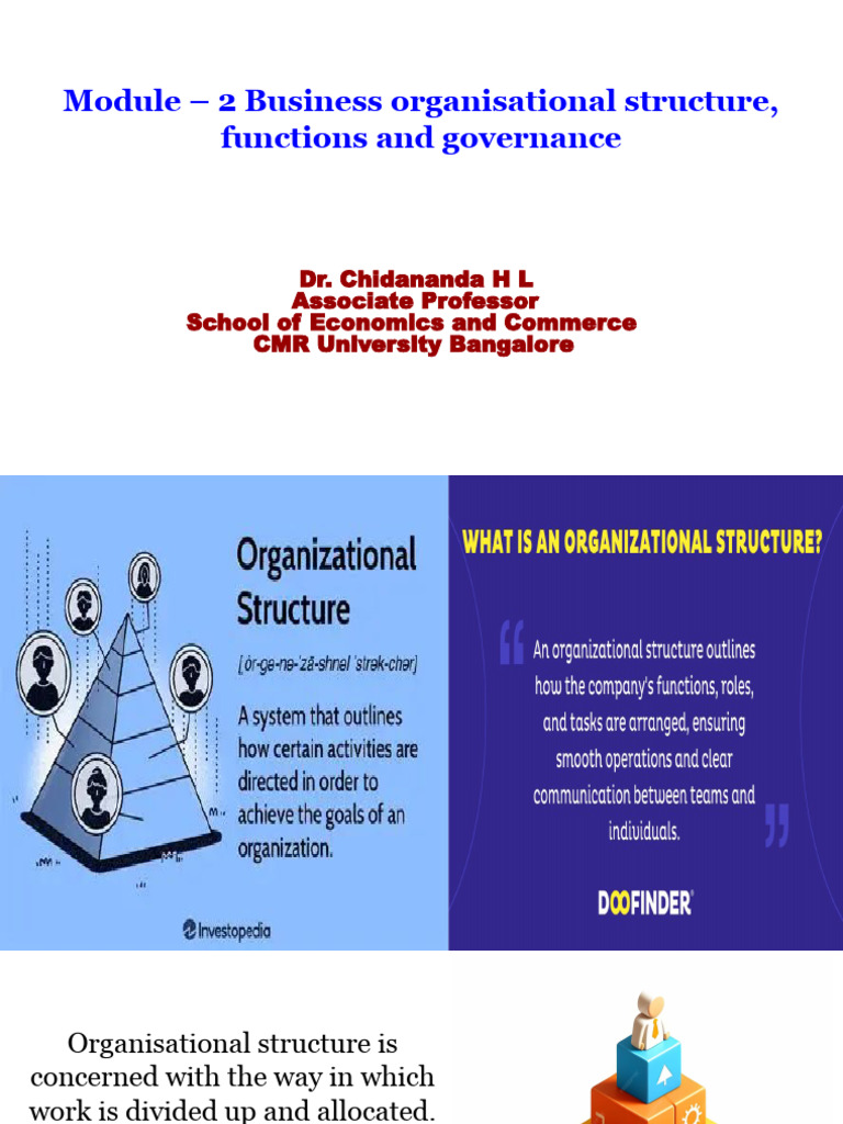Module – 2 Business Organisational Structure, Functions and Governance ...